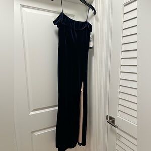 Macy's Navy Off-Shoulder Dress with Slit